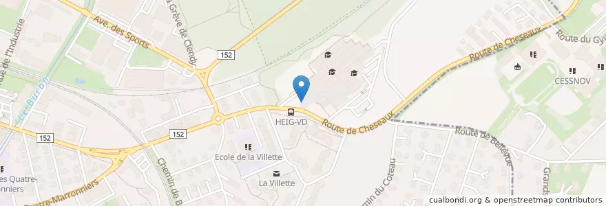 Mapa de ubicacion de HEIG-VD Cheseaux en Svizzera, Vaud, District Du Jura-Nord Vaudois, Yverdon-Les-Bains.