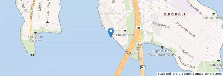 Mapa de ubicacion de Milsons Point Wharf en 澳大利亚, 新南威尔士州, Sydney.