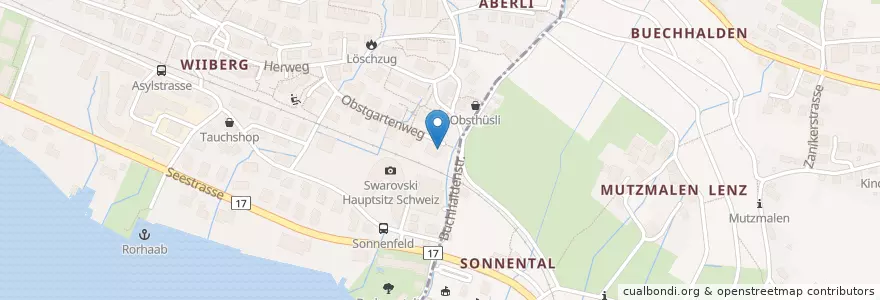 Mapa de ubicacion de Obstgarten en Suisse, Zurich, Bezirk Meilen.