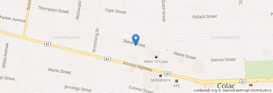 Mapa de ubicacion de Colac Veterinary Clinic en 오스트레일리아, Victoria, Shire Of Colac Otway.