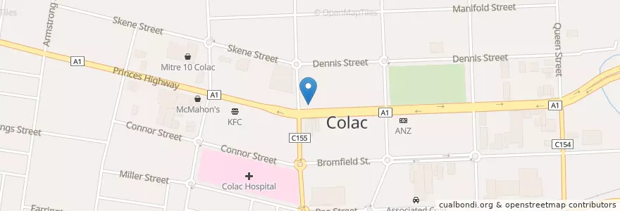Mapa de ubicacion de Austral Hotel en Australien, Victoria, Shire Of Colac Otway.