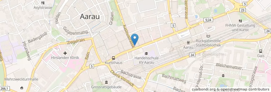Mapa de ubicacion de 90 Grad Bar & Lounge en 스위스, Aargau, Bezirk Aarau, Aarau.