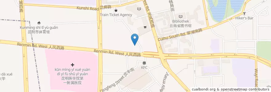 Mapa de ubicacion de 小西门客运站 en Chine, Yunnan, 昆明市, 五华区, 龙翔街道.