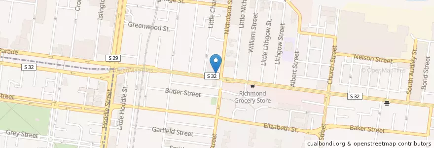 Mapa de ubicacion de Quint Cafe en Австралия, Виктория, City Of Yarra.