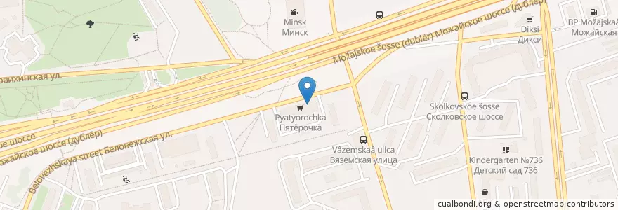 Mapa de ubicacion de Отделение связи №121353 en 러시아, Центральный Федеральный Округ, Москва, Западный Административный Округ, Можайский Район.