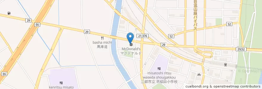 Mapa de ubicacion de マクドナルド en 日本, 埼玉县, 三郷市.
