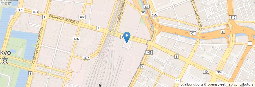 Mapa de ubicacion de 日本橋口 en ژاپن, 東京都, 千代田区, 中央区.