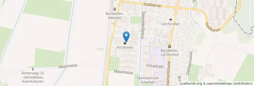 Mapa de ubicacion de Hugo's Café & Apéro Bar en سوئیس, زوریخ, Bezirk Affoltern, Bonstetten.