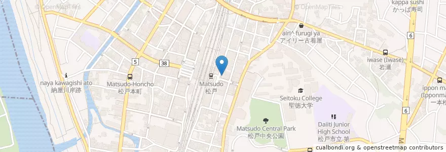 Mapa de ubicacion de 千葉銀行 (Chiba Bank) en Japonya, 千葉県, 松戸市.