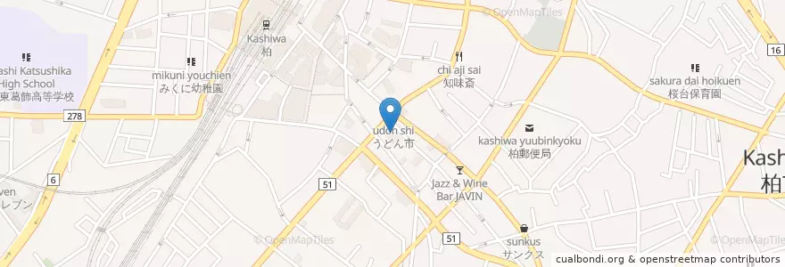 Mapa de ubicacion de 柏神社 en Japón, Prefectura De Chiba, 柏市.
