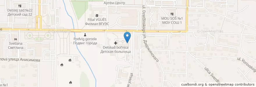 Mapa de ubicacion de Детская поликлиника en Russia, Far Eastern Federal District, Primorsky Krai, Артёмовский Городской Округ.