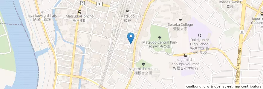 Mapa de ubicacion de ちょっと en 일본, 지바현, 松戸市.