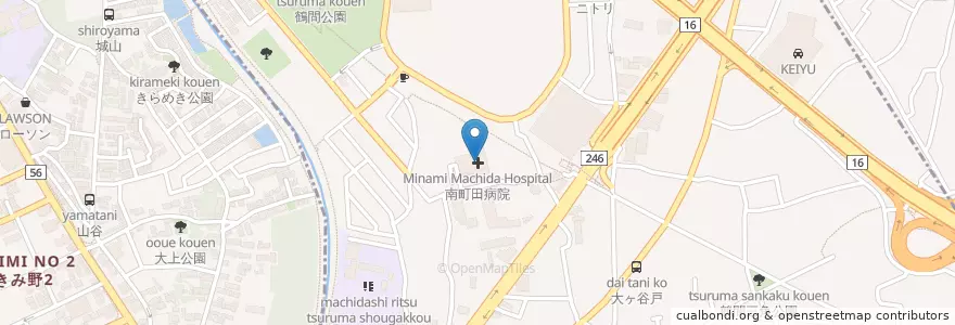 Mapa de ubicacion de 南町田病院 en ژاپن, 東京都, 町田市.
