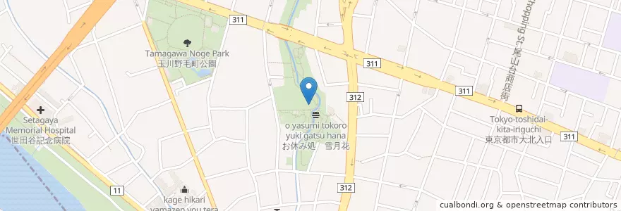 Mapa de ubicacion de 稚児大師堂 en ژاپن, 東京都, 世田谷区.