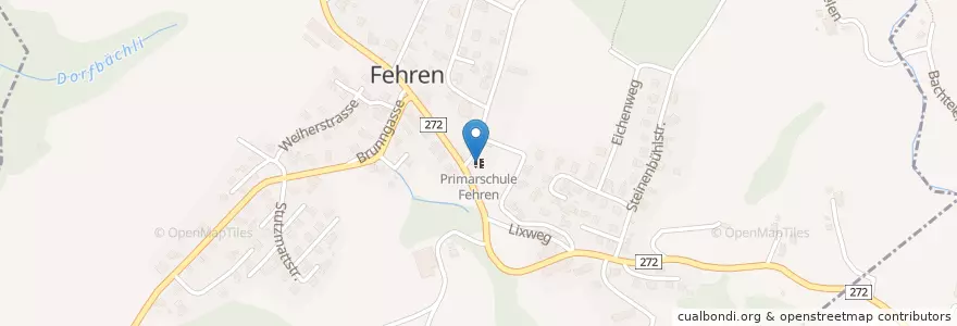 Mapa de ubicacion de Primarschule Fehren en Schweiz/Suisse/Svizzera/Svizra, Solothurn, Amtei Dorneck-Thierstein, Bezirk Thierstein, Fehren.