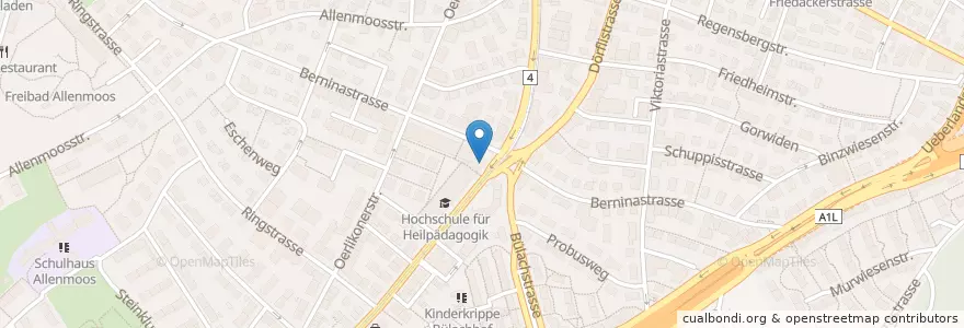 Mapa de ubicacion de Medbase Apotheke Berninaplatz en Switzerland, Zürich, Bezirk Zürich, Zürich.