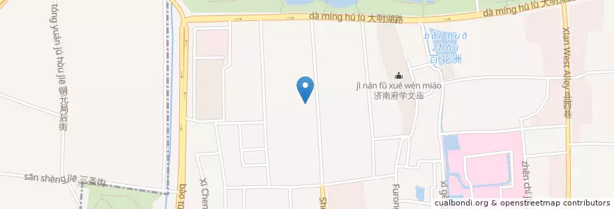 Mapa de ubicacion de 泉城路街道 en 中国, ツャントン;山東, チーナン;済南市, 天桥区, 历下区, 泉城路街道.