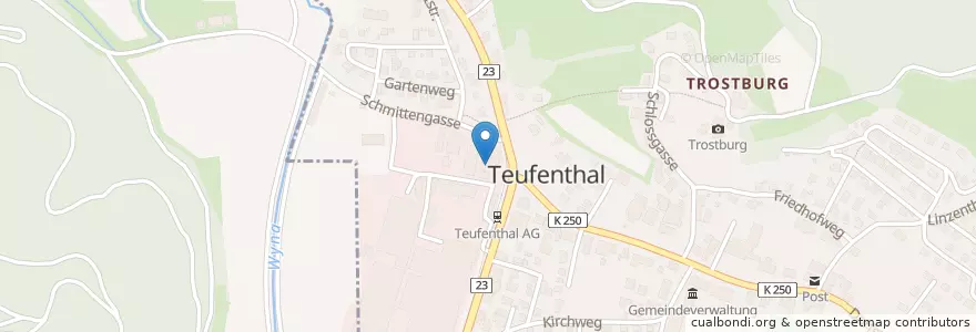Mapa de ubicacion de Trattoria Tapeo en Suíça, Aargau, Bezirk Kulm, Teufenthal, Unterkulm.