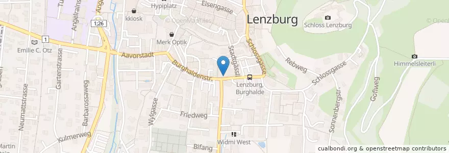 Mapa de ubicacion de Satteltasche en Svizzera, Argovia, Bezirk Lenzburg, Lenzburg.