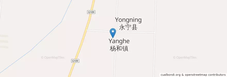 Mapa de ubicacion de 杨和镇 en Cina, Ningxia, 银川市, 永宁县, 杨和镇.