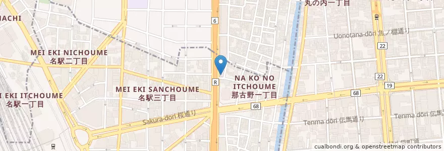 Mapa de ubicacion de 吉野家 en 일본, 아이치현, 나고야 시, 中村区.