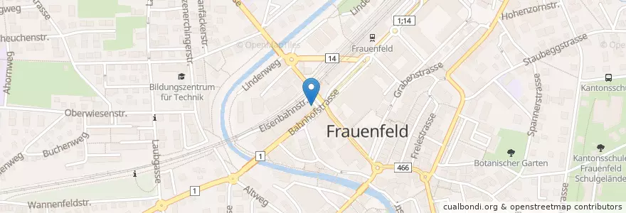 Mapa de ubicacion de Polizeiposten Frauenfeld Schlossberg en Switzerland, Thurgau, Bezirk Frauenfeld, Frauenfeld.