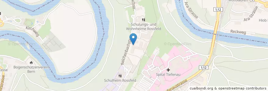 Mapa de ubicacion de Quartier - und Schulbibliothek Rossfeld en 瑞士, 伯尔尼, Verwaltungsregion Bern-Mittelland, Verwaltungskreis Bern-Mittelland, Bern.