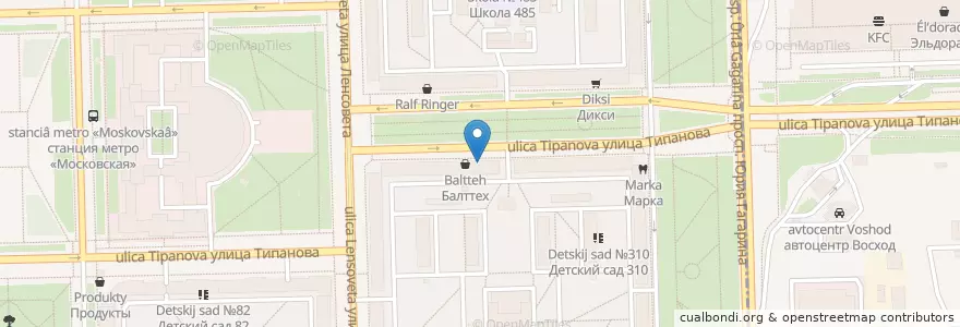Mapa de ubicacion de Рубин en Russland, Föderationskreis Nordwest, Oblast Leningrad, Sankt Petersburg, Moskauer Rajon, Округ Звёздное.