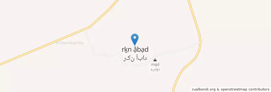Mapa de ubicacion de رکن‌آباد en Иран, Керман, شهرستان فهرج, بخش مرکزی شهرستان فهرج, حومه فهرج, رکن‌آباد.