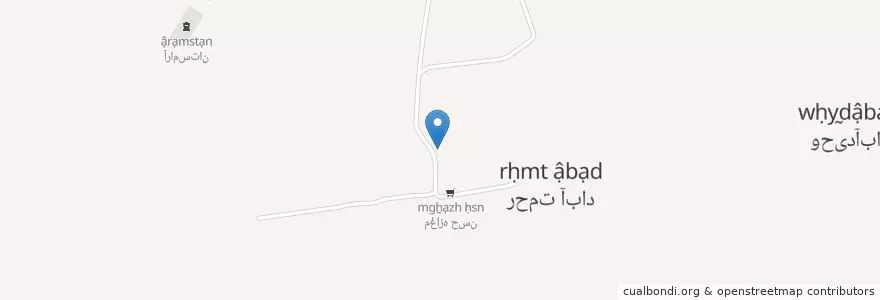 Mapa de ubicacion de رحمت‌آباد en 이란, استان کرمان, شهرستان فهرج, بخش مرکزی شهرستان فهرج, دهستان برج اکرم, رحمت‌آباد.