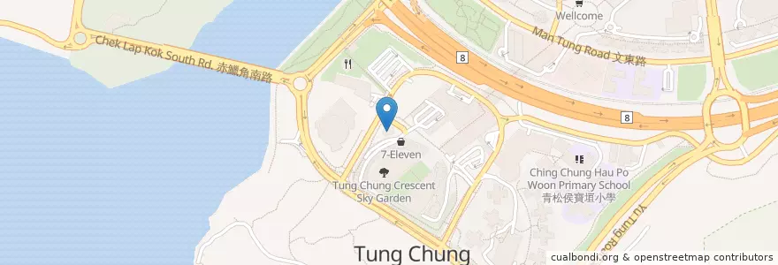 Mapa de ubicacion de 東涌郵政局 Tung Chung Post Office en 중국, 홍콩, 광둥성, 신제, 離島區 Islands District.