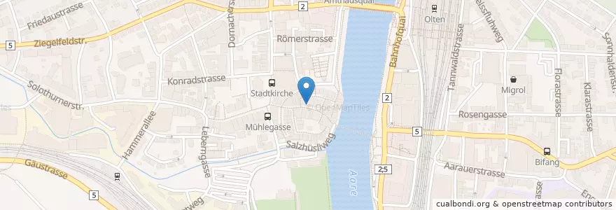Mapa de ubicacion de TopPharm Apotheke zum Kreuz en Schweiz/Suisse/Svizzera/Svizra, Solothurn, Amtei Olten-Gösgen, Bezirk Olten, Olten.