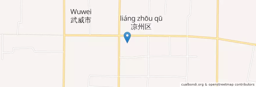 Mapa de ubicacion de 东大街街道 en الصين, قانسو, ووي, 凉州区, 东大街街道.
