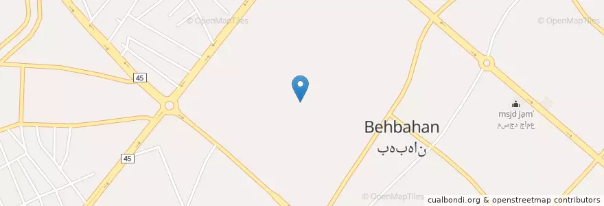 Mapa de ubicacion de بهبهان en ایران, استان خوزستان, شهرستان بهبهان, بخش مرکزی, حومه, بهبهان.