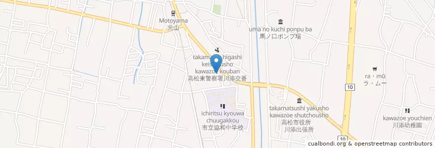 Mapa de ubicacion de 川添郵便局 en Japan, 香川県, 高松市.