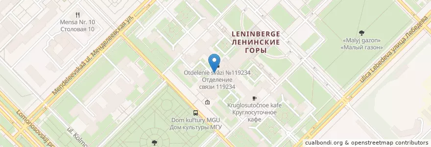 Mapa de ubicacion de Столовая В «Профессура» en Rusland, Centraal Federaal District, Moskou, Западный Административный Округ, Район Раменки.