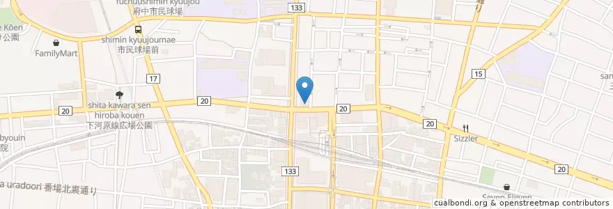 Mapa de ubicacion de フレッシュネスバーガー en Japon, Tokyo, 府中市.