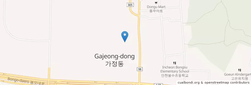 Mapa de ubicacion de 가정동 en 대한민국, 인천, 서구, 가정동.