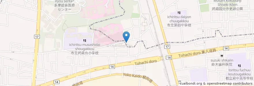 Mapa de ubicacion de やよい調剤薬局 en 日本, 東京都, 府中市.