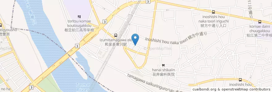 Mapa de ubicacion de セイジョー en Japão, 神奈川県, Tóquio, 川崎市, 狛江市, 多摩区.