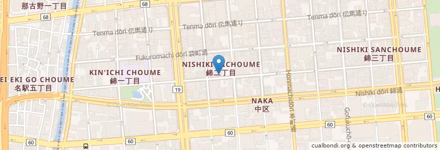 Mapa de ubicacion de AT cafe en ژاپن, 愛知県, 名古屋市, 中区.