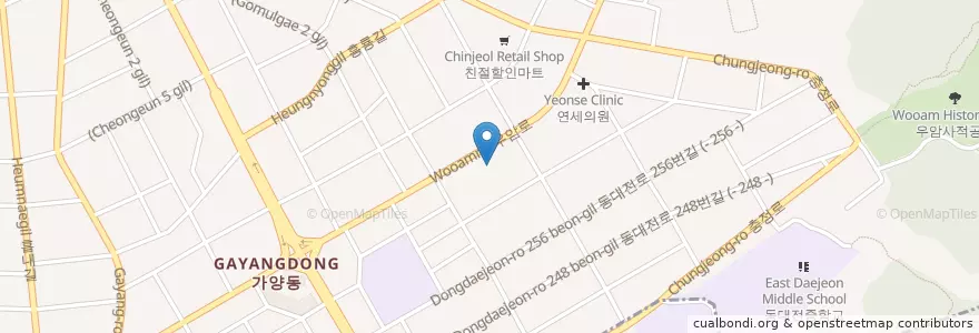 Mapa de ubicacion de 가양동 en 韩国/南韓, 大田, 東區, 가양동.