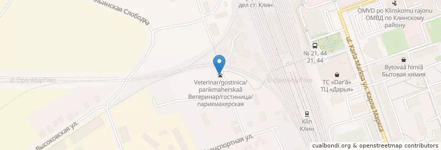 Mapa de ubicacion de Ветеринар/гостиница/парикмахерская en Rússia, Distrito Federal Central, Oblast De Moscou, Городской Округ Клин.