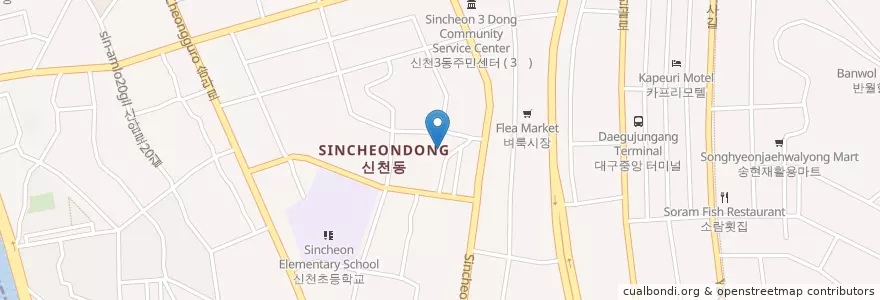 Mapa de ubicacion de 신천동 en Coreia Do Sul, Daegu, 신천동.
