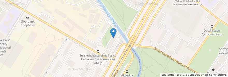 Mapa de ubicacion de Москва 129226 en Rusia, Distrito Federal Central, Москва, Северо-Восточный Административный Округ, Район Ростокино.