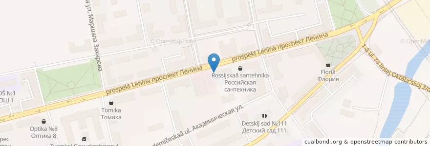 Mapa de ubicacion de Отделение связи №170023 en Russia, Central Federal District, Tver Oblast, Tver, Kalininsky District.