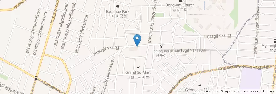 Mapa de ubicacion de 암사1동 en 대한민국, 서울, 강동구, 암사동, 암사1동.