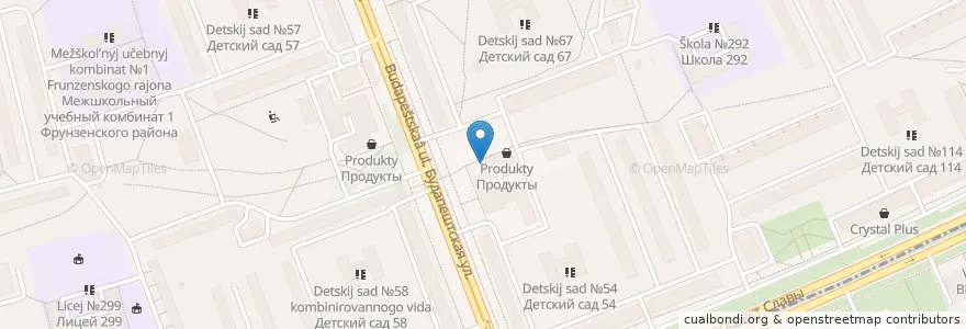 Mapa de ubicacion de Горздрав en Russia, Северо-Западный Федеральный Округ, Oblast' Di Leningrado, San Pietroburgo, Фрунзенский Район, Округ Купчино.