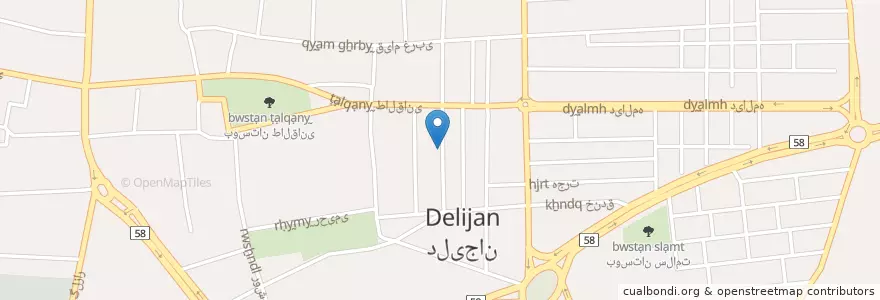 Mapa de ubicacion de دلیجان en ایران, استان مرکزی, شهرستان دلیجان, بخش مرکزی, دلیجان.