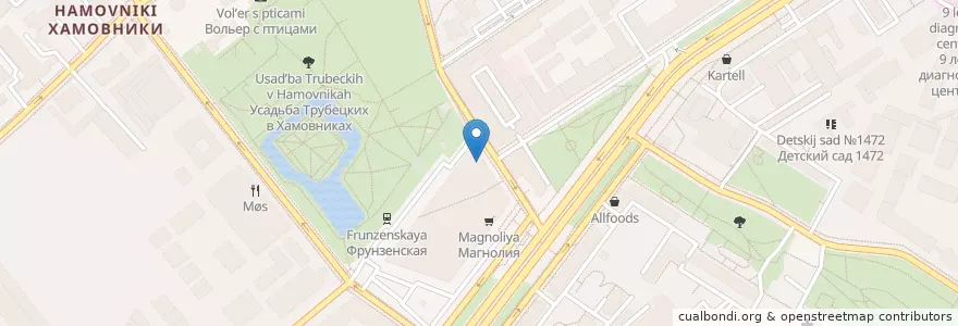 Mapa de ubicacion de Макдоналдс en Rusland, Centraal Federaal District, Moskou, Центральный Административный Округ, Район Хамовники.